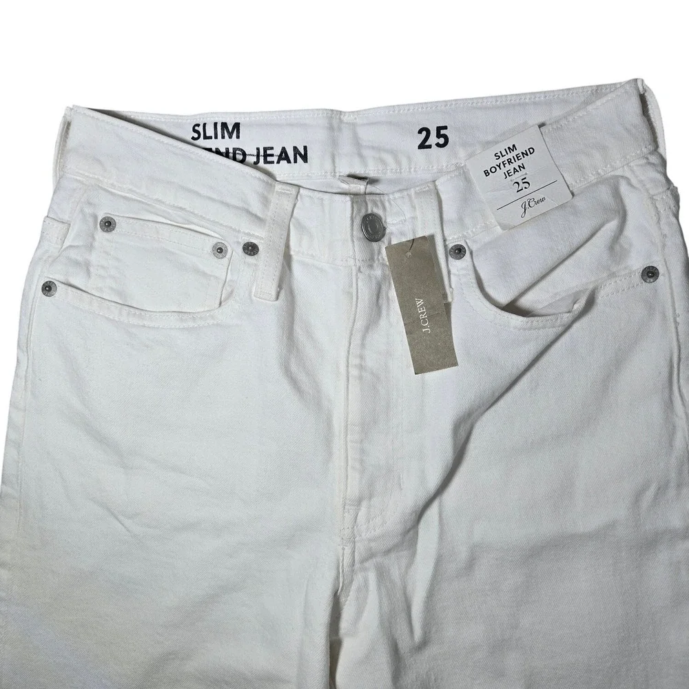 J Crew Slim Boyfriend Jeans White Recycled Denim Size 25‎